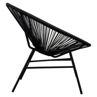 Chaise de jardin en rotin PE noir avec structure métallique empilable pour l'intérieur et l'extérieur, chaise de loisirs en rotin