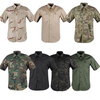 Chemise tactique à manches courtes camouflage multicolore personnalisée, résistante aux déchirures, séchage rapide, pour le travail, l'entraînement en extérieur