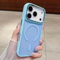 Coque de téléphone antichoc magnétique effet fumé avec cadre d'objectif métallique pour iPhone 17 Pro Max 17 Air 16 15 14 – Étui de luxe