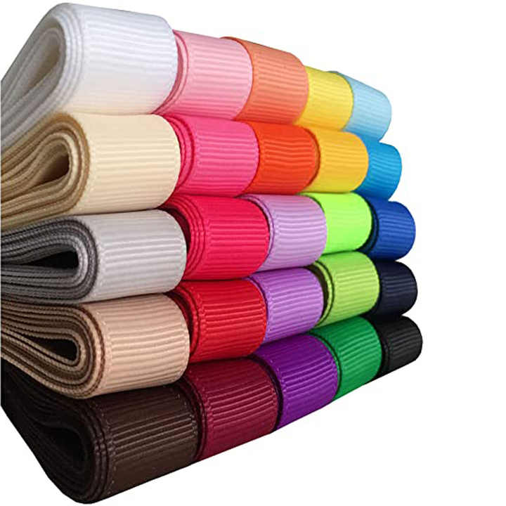 Solid Color Polyester Packing Ribbon Wholesale Polyester Grosgrain Ribbon 196 Color 14 Width to Choose 100 ...