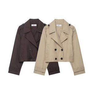 Femme 2025 nouvelle mode et loisirs Joker revers <span class=keywords><strong>trench</strong></span> <span class=keywords><strong>court</strong></span> à double boutonnage <span class=keywords><strong>trench</strong></span>-coat rétro femme chic à manches longues. - Product Image 1