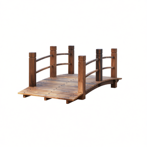 Pont de jardin en bois, passerelle arquée, finition naturelle, style traditionnel, utilisation extérieure, installation autoportante - Product Image 1