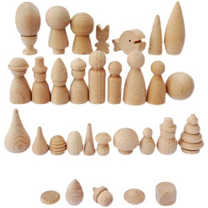 Wooden Peg Dolls Unpainted Figures DIY Arts Crafts Kids Birthday Gifts Handmade Male & Female Dolls