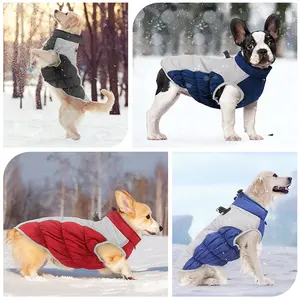 Manteau d'hiver imperméable pour grands chiens extra-larges, style classique <span class=keywords><strong>bouledogue</strong></span> français, labrador, berger <span class=keywords><strong>allemand</strong></span>, veste en polyester uni pour - Product Image 3
