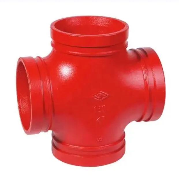 Fire sprinkler pipeline system carbon steel painted grooved pipe fittings