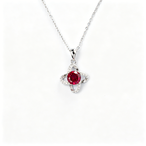 925 Sterling Silver Lab Grown <b>Ruby</b> <b>Necklace</b> - Product Image 1