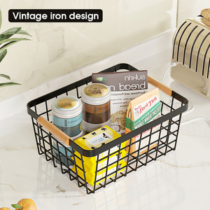 Đơn Tier trang trí nhà bếp kim loại màu đen dây rau giá trái cây cản trở lưu trữ giỏ quà tặng - Product Image 4