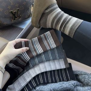 Women's Mid-Calf Slouch <b>Socks</b> Color-Blocked Stripes And Checks Polyester Sweat-Absorbent Regular Casual <b>Socks</b> - Product Image 4