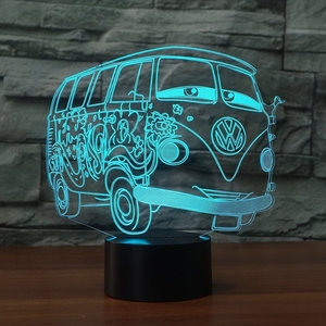3d illusione visiva Camping Bus luce notturna <span class=keywords><strong>trasparente</strong></span> acrilico Led auto 3D lampada 7 <span class=keywords><strong>colore</strong></span> Touch tavolo Bulbing camera lampada - Product Image 1