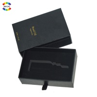 Boîte cadeau noire mate de papier rigide de logo de feuille d'or de stockage de bouteille d'huile essentielle