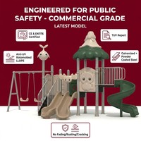 Structure de jeu multi-stations SageDelightRides ODM avec toboggan et balançoire pour enfants en LLDPE et acier galvanisé, modèle Town Square OEM