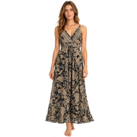 Robe longue en soie style bohème paisley pour femme, col en V, dos nu, coupe trapèze, idéale pour l'été et les vacances à la plage