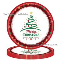 Nouvelles assiettes, serviettes et gobelets jetables en papier de style classique sur le thème de Noël, vaisselle de fête, vente en gros, fabriqué en Chine
