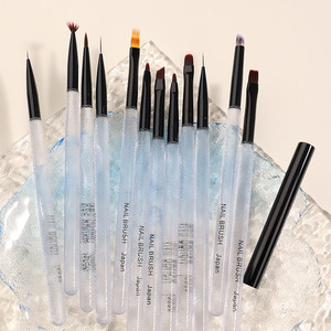 Pinceaux à ongles personnalisés avec logo, manche transparent, applicateur d'huile, pour manucure, liner, détails, plats, ovales, ronds, pour gel, French, ombré, design, peinture - Product Image 6