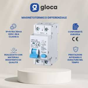 Interruptor Diferencial RCBO Gloca JXB1L 1P+N C16 30mA 6kA Clase A, Montaje DIN, Protección Eléctrica - Product Image 5