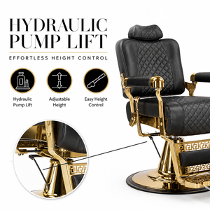 Fauteuil de Barbier Moderne Doré Hydraulique Inclinable Réglable en Hauteur Rotation à 360 Degrés Luxe Salon Coiffure Professionnel - Product Image 4