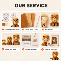 Peluche Lion Shaggy Doré Brun Clair à Mâchoire Pâle, Cadeau de Bienvenue pour les Adhérents au Club de la Faune Sauvage