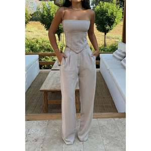 Ensemble pantalon et veste crème pour femme - Product Image 6