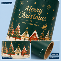 Maßgefertigte Runde Weihnachtsgeschenkboxen Zylinderförmige Kartonröhren mit Schiebedeckel Stabile Pappe Goldfolie Matte Verpackung für Neujahr