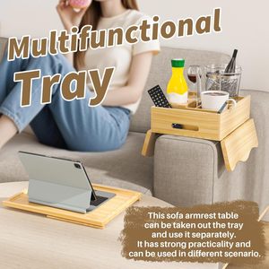 Bandeja <span class=keywords><strong>de</strong></span> Madera para Reposabrazos <span class=keywords><strong>de</strong></span> Sofá 2026, Portavasos Multifuncional con Almacenamiento para Aperitivos y Soporte para Teléfono, Diseño Portátil para Sala <span class=keywords><strong>de</strong></span> Estar - Product Image 3
