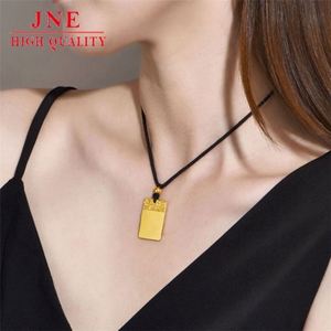 Goldener Xiangyun Glücksanhänger mit Schwarzem Seilband Halskette für Männer und Frauen Rechteckiger Eleganter Quadratischer Anhänger Kupferschmuck - Product Image 3