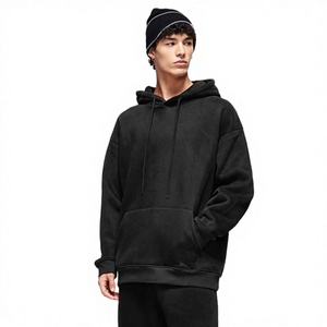 Vente en gros de sweats à capuche unisexes en coton 100% 380g, surdimensionnés, hiver, écologiques, respirants, 45 couleurs, sans impression - Product Image 1