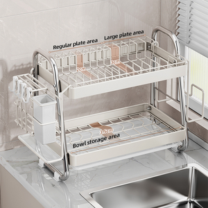 Gỉ bằng chứng nhà bếp món ăn khô giá sắt 304 thép không gỉ món ăn giá với drainboard món ăn drainer - Product Image 1