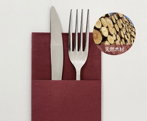 Serviettes <span class=keywords><strong>de</strong></span> <span class=keywords><strong>table</strong></span> <span class=keywords><strong>en</strong></span> pâte <span class=keywords><strong>de</strong></span> bois vierge écologiques <span class=keywords><strong>en</strong></span> gros 40*40cm 1 pli, toucher premium, aspect lin, prépliées, avec fente pour couverts, rouges - Product Image 3