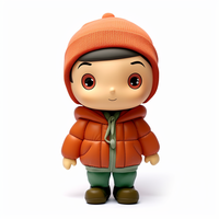 Figurine en vinyle 3D mignonne de garçon d'hiver, poupée PVC personnalisée avec chapeau et tenue d'hiver, jouet de collection de dessin animé, cadeau en gros ODM