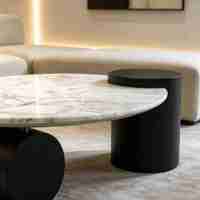 Table basse en marbre au design unique, table de salon moderne en pierre naturelle, table basse ovale de luxe sur mesure