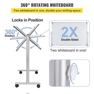 36 X 24 Inch Mobile <b>Magnetic</b> Dry Erase <b>Board</b> Double Sided 360 Degree Reversible Height Adjustable Aluminum Frame Whiteboard - Product Image 4