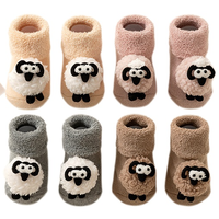 Chaussettes d'hiver pour bébé en peluche 3D motif mouton, douces et confortables, en molleton éponge, antidérapantes, pour l'intérieur