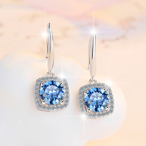 Tốt Jewel Vòng Cắt S925 Bạc Với Gra Giấy Chứng Nhận Kiểm Tra Khoan Bút Màu Xanh 1CT Vvs1 Moissanite Dangle Mặt Dây Chuyền Bông Tai Của Phụ Nữ - Product Image 2