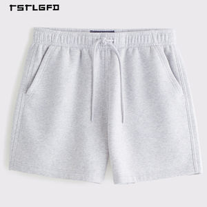 Shorts de jogging en coton molletonné épais et lourd, style streetwear uni avec cordon de serrage pour hommes – Vente en gros - Product Image 5