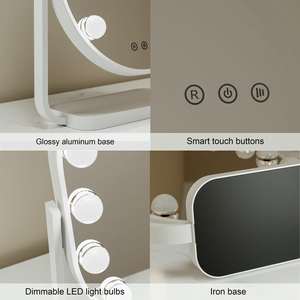Einstellbare Helligkeit Tischplatte LED 3 Farben Modi Touchscreen 12 Glühbirne mit Licht Tischplatte Make-up <span class=keywords><strong>Oval</strong></span> Kosmetik spiegel - Product Image 5