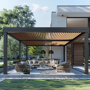 Pergola extérieure pour hôtel-resort, pergola intelligente en aluminium à lames orientables avec éclairage LED pour cour de loisirs - Product Image 4