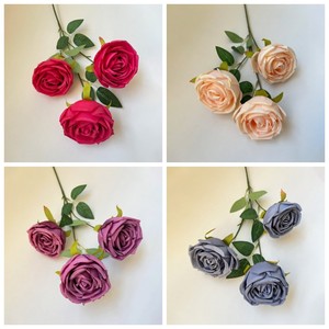 Fleurs artificielles en vrac de type rose impériale à trois têtes : bouquet de mariée, fleur commémorative, décoration d'hôtel - Product Image 6
