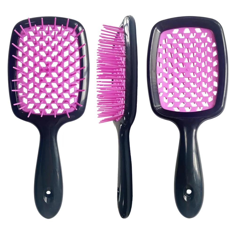New Trend Plastic Waterproof Wet Hole Mesh Detangling Comb Customize Logo Massage Hollow Hair Brush For Home Salon Travel