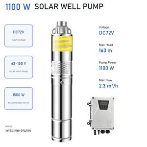 Bomba Sumergible Solar QY de 3 Pulgadas, DC72V, 1100W, Rotor Helicoidal, 2.3m³/h, 160m de Altura, con Controlador - Product Image 2