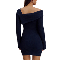 Europe Amérique Sexy hors épaule femmes tricot hanche jupe portefeuille mode une épaule à manches longues tricoté dame robe