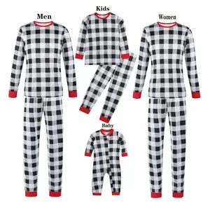 Family Matching Christmas Pajamas Printed Stripe Long Sleeve Tops Red Pyjamas Set