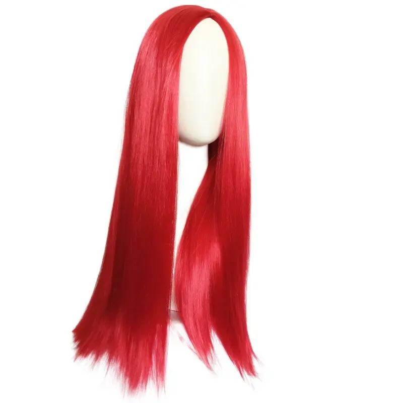 Christmas thrilling night cartoon Wig Sally mid-split red long straight hair Cosplay Cos Wig