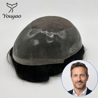 Système capillaire mono DH-3 pour hommes, base en PU avec dentelle de 2 pouces, clips, cheveux humains indiens Remy, ligne de cheveux invisible, fait main, durable