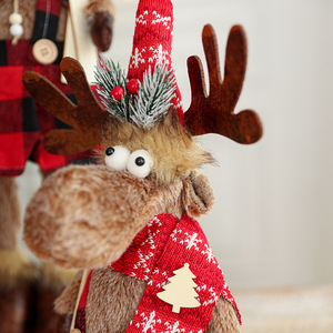 Christmas Decorations <b>Cute</b> Reindeer Elk Figurine Plush Stuffed Toy <b>Doll</b> Home Office Indoor Table Fireplace Window Ornament Decor - Product Image 2