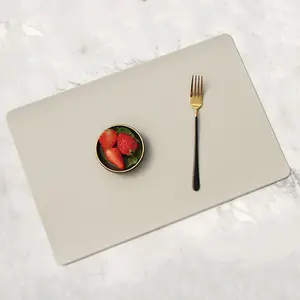 Nordic dapur makan kulit taplak meja kustom bulat persegi imitasi dicetak Pu kulit tatakan persegi panjang bentuk alas meja