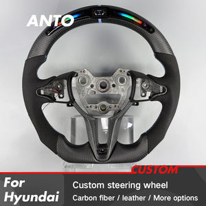 Volante Deportivo de Fibra de Carbono Real Mate Personalizado para Hyundai Elantra <span class=keywords><strong>N</strong></span> I30N I20N Veloster <span class=keywords><strong>N</strong></span> Kona <span class=keywords><strong>N</strong></span> con LED Inteligente - Product Image 2