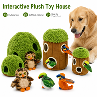Lot de jouets en peluche couineurs pour chien, motif maison dans un arbre, avec maisonnette et mini-animaux, pour la stimulation mentale et l'entraînement