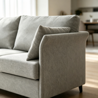 Canapé moderne trois places en tissu, rembourré avec pieds solides pour salon