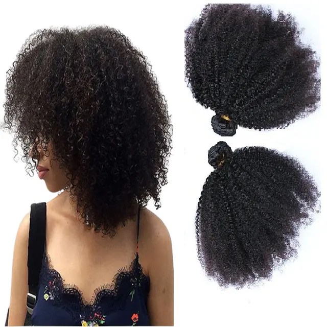 Fashion afro kinky curly natural human hair styling products for black women Virgin Brazilian Human Hair extension bundle