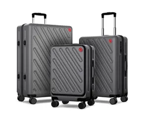 Designer ABS Hard Shell 3 PCS Front Open Carry On Koffer Travel Luggage Suitcase Sets